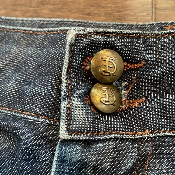 Found Denim mini skirt, distressed, raw hem. Small - Picture 2 of 8